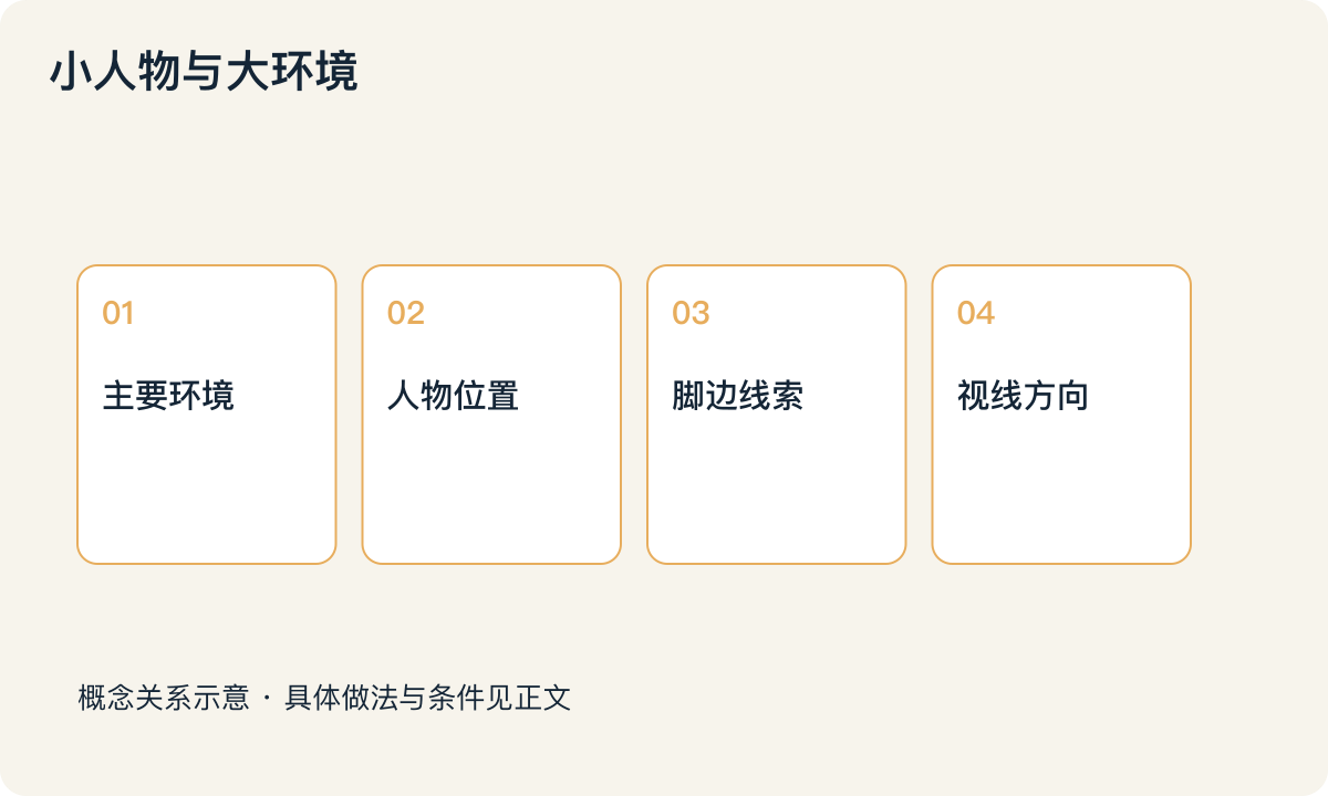小人物与大环境:主要环境;人物位置;脚边线索;视线方向